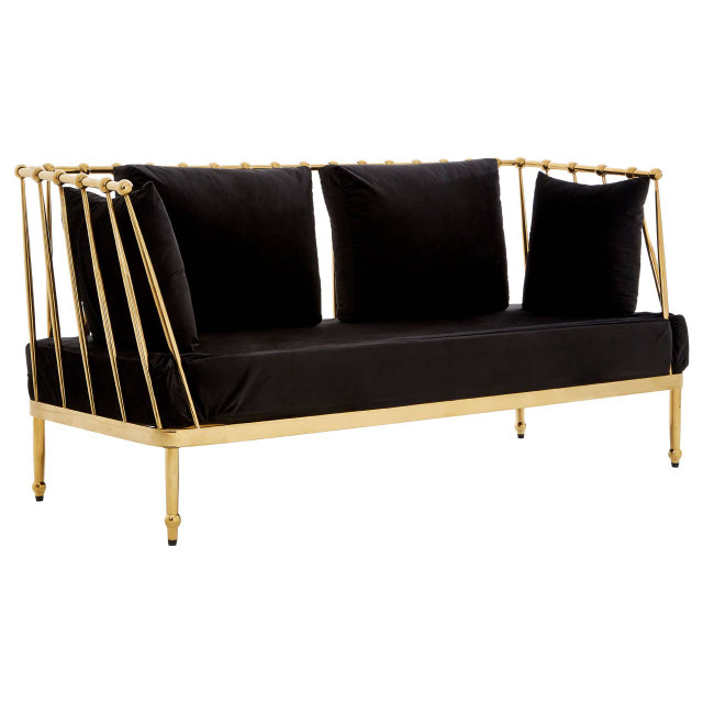 Premier Housewares Novo 2 Seat Gold Finish Tapered Arms Sofa