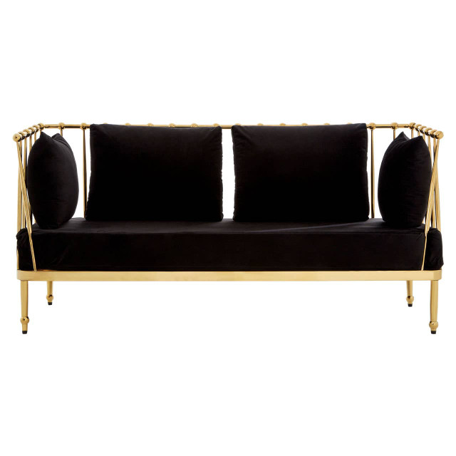 Premier Housewares Novo 2 Seat Gold Finish Tapered Arms Sofa