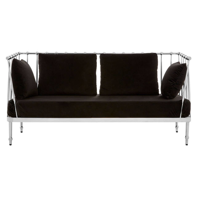 Premier Housewares Novo 2 Seat Silver Finish Tapered Arms Sofa