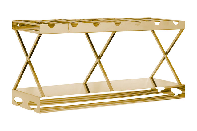 Premier Housewares Novo 2 Tier 7 Bottle Gold Finish Wine Rack