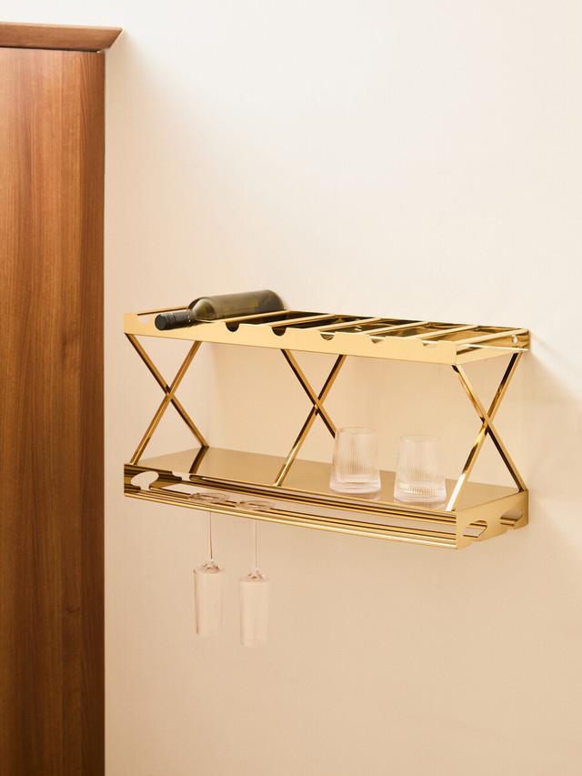 Premier Housewares Novo 2 Tier 7 Bottle Gold Finish Wine Rack