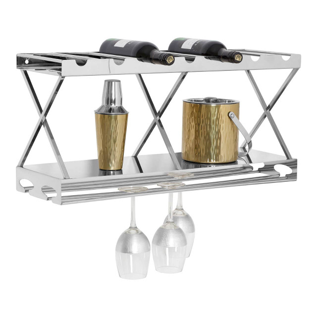 Premier Housewares Novo 2 Tier 7 Bottle Silver Wine Rack