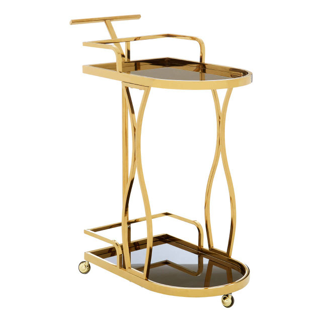 premier housewares Novo 2 Tier Gold And Wavy Design Trolley