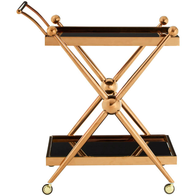 Premier Housewares Novo 2 Tier Rose Gold And Cross Design Trolley