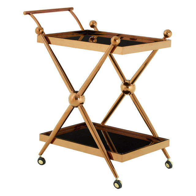 premier housewares Novo 2 Tier Rose Gold And Cross Design Trolley