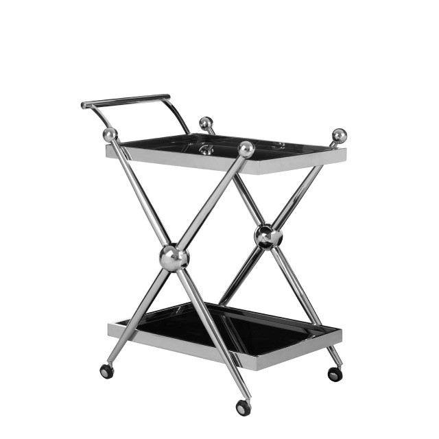 premier housewares Novo 2 Tier Silver And Cross Design Trolley