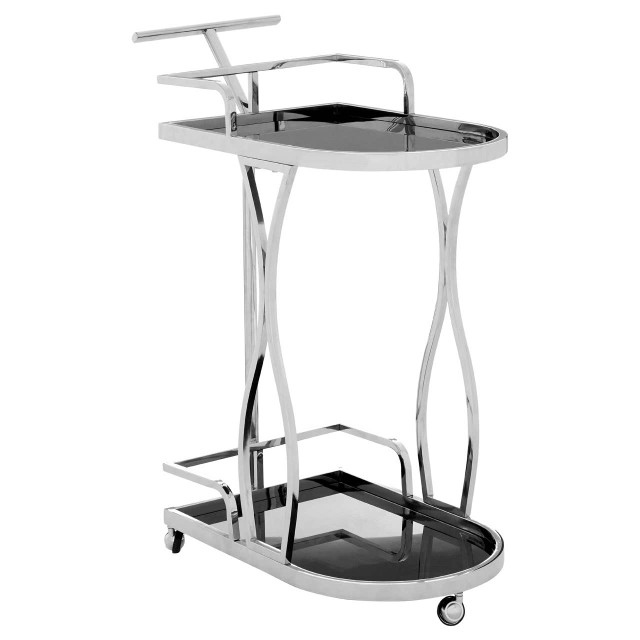 premier housewares Novo 2 Tier Silver Wavy Design Trolley