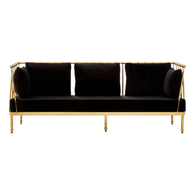 Premier Housewares Novo 3 Seat Gold Finish Tapered Arms Sofa