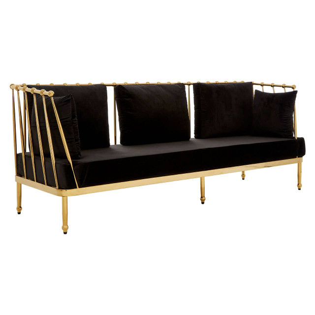 premier housewares Novo 3 Seat Gold Finish Tapered Arms Sofa