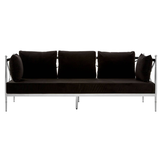 Premier Housewares Novo 3 Seat Sofa With Silver Lattice Sides