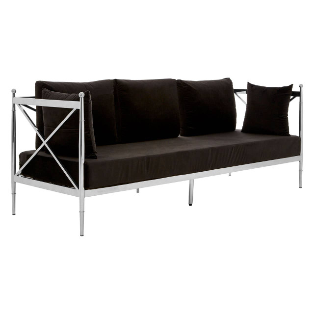 premier housewares Novo 3 Seat Sofa With Silver Lattice Sides