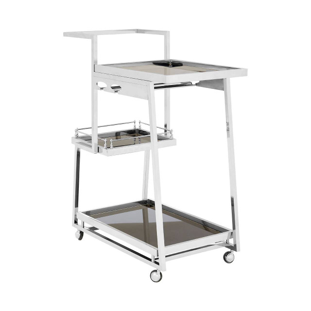 premier housewares Novo 3 Tier Silver Finish Trolley