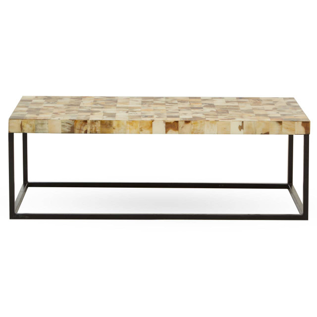 Premier Housewares Obra Cream Mother Of Pearl Rectangle Coffee Table