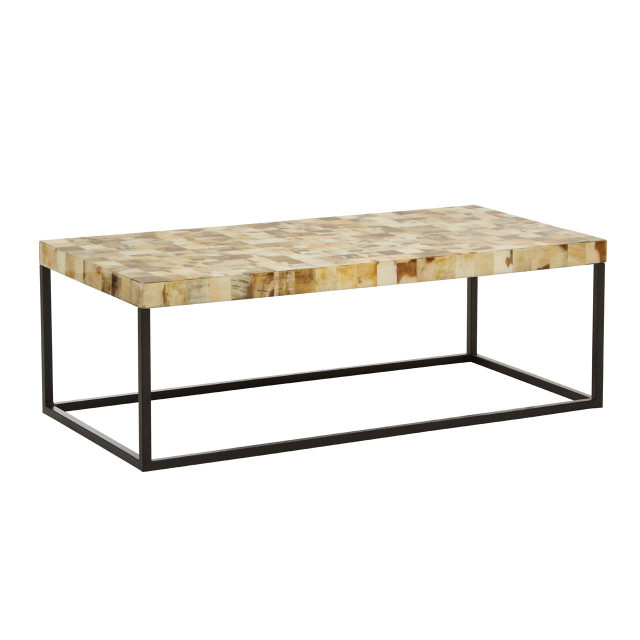 Premier Housewares Obra Cream Mother Of Pearl Rectangle Coffee Table