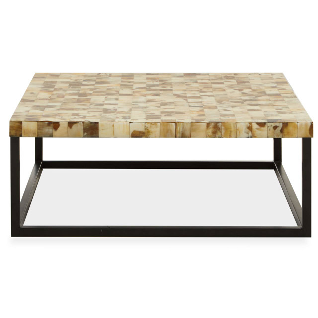 Premier Housewares Obra Cream Mother Of Pearl Square Coffee Table