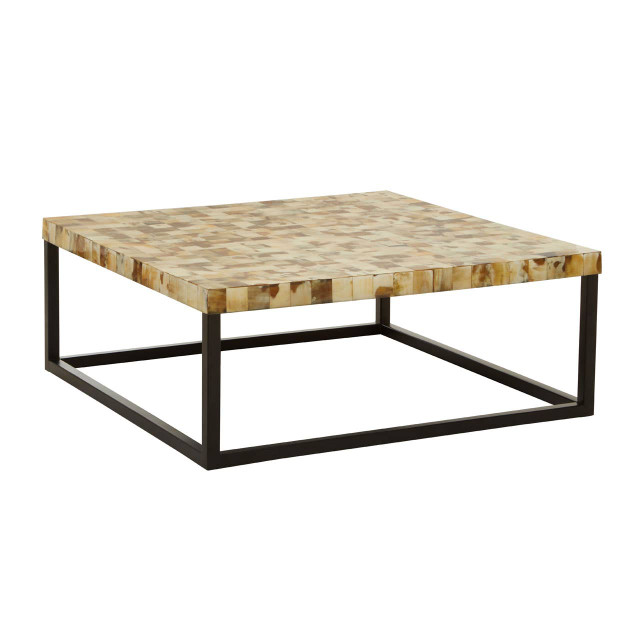 Premier Housewares Obra Cream Mother Of Pearl Square Coffee Table