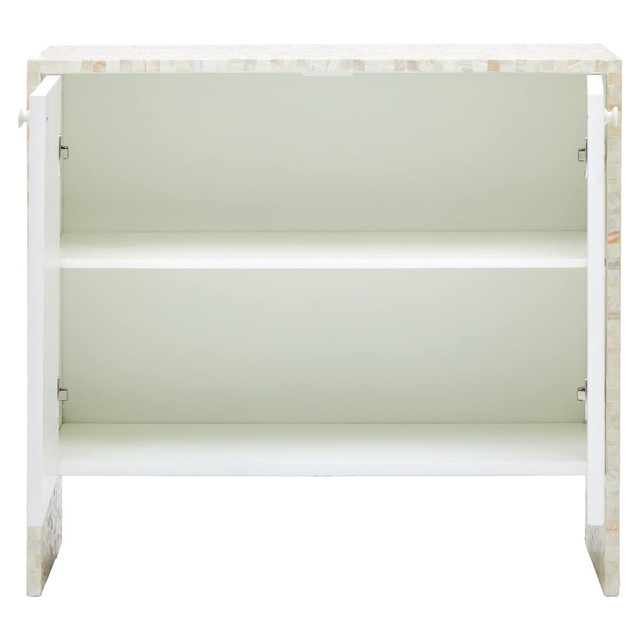 Premier Housewares Obra Flower White Mother Of Pearl Cabinet