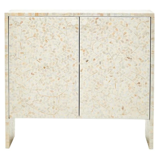 premier housewares Obra Flower White Mother Of Pearl Cabinet
