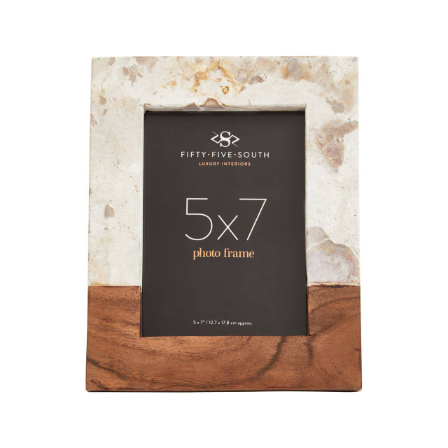 Premier Housewares Olena Marble And Acacia 5In X 7In Large Photo Frame