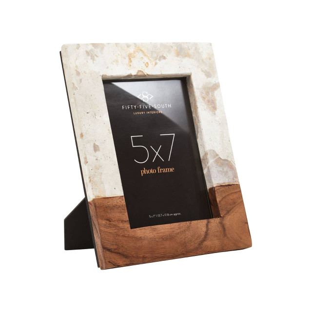 Premier Housewares Olena Marble And Acacia 5In X 7In Large Photo Frame