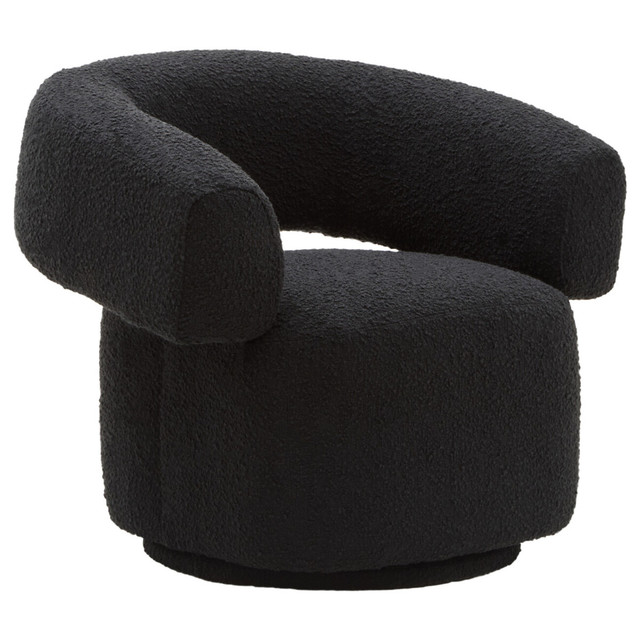 premier housewares Oliveto Black Boucle Curved Revolving Armchair