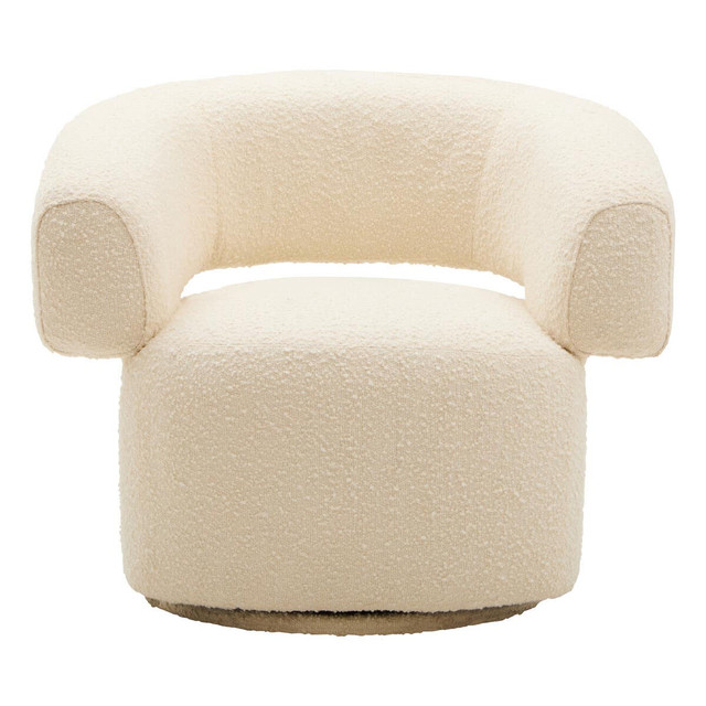 Premier Housewares Oliveto Ivory Boucle Curved Revolving Armchair