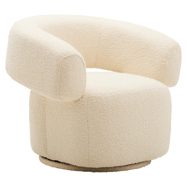 premier housewares Oliveto Ivory Boucle Curved Revolving Armchair