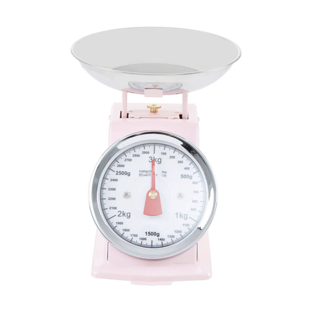 Premier Housewares Olivier 3kg Pastel Pink Retro Kitchen Scale