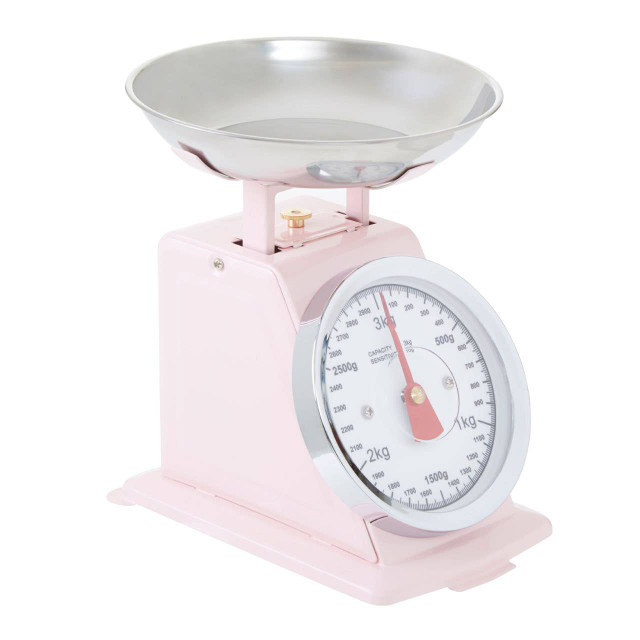 Premier Housewares Olivier 3kg Pastel Pink Retro Kitchen Scale