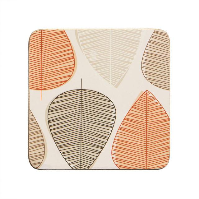 Premier Housewares Orange Leaf Set Of Four Coasters