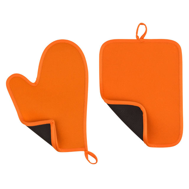 premier housewares Orange Neoprene Oven Glove And Pot Holder Set
