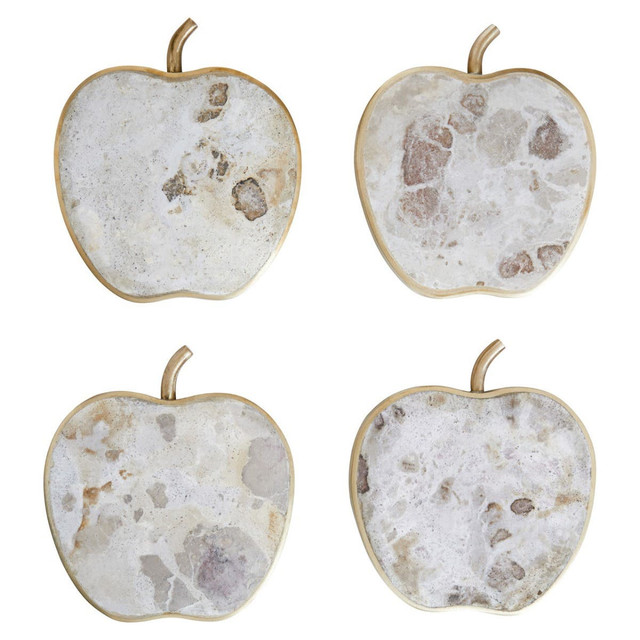 Premier Housewares Organico Set Of 4 Apple Shaped Marble Coasters