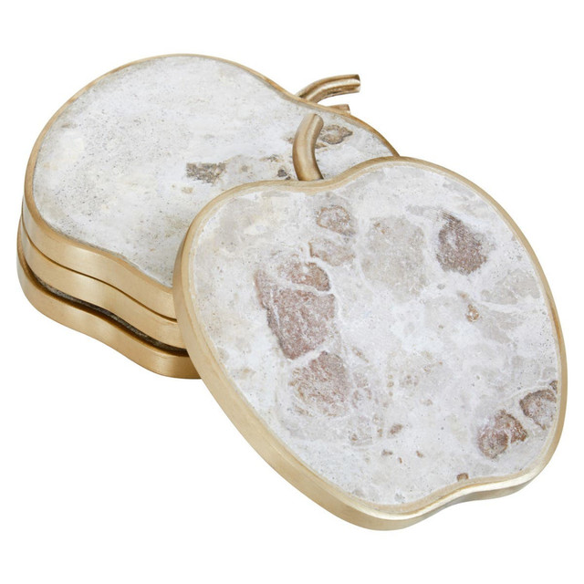 Premier Housewares Organico Set Of 4 Apple Shaped Marble Coasters