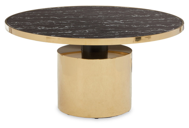 Premier Housewares Oria Black Marble Effect Gold Base Coffee Table