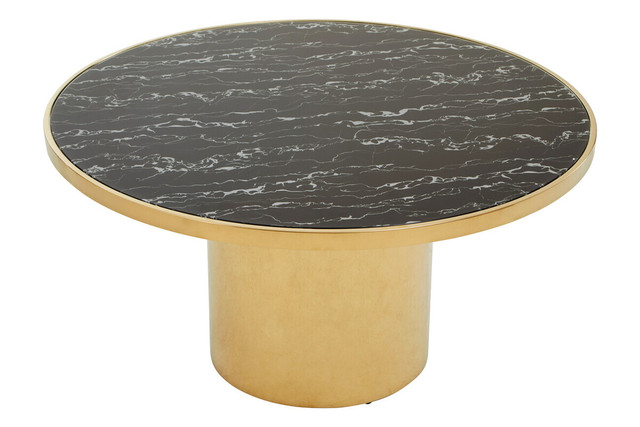 Premier Housewares Oria Black Marble Effect Gold Base Coffee Table