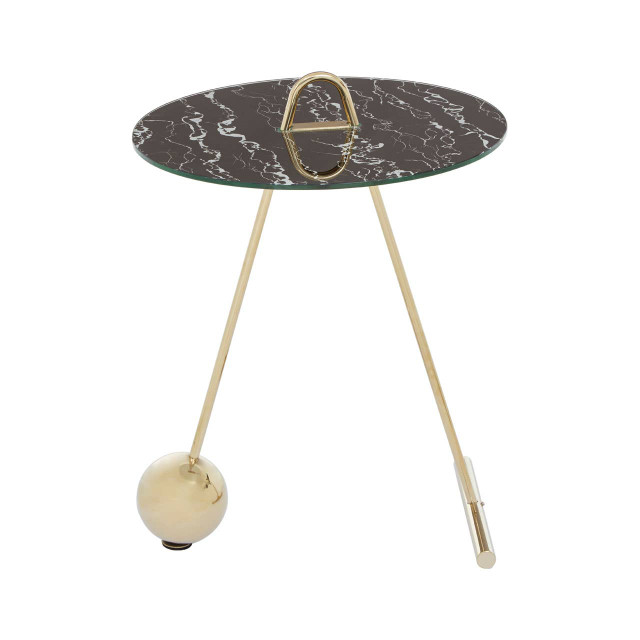 Premier Housewares Oria Black Marble Effect Top End Table