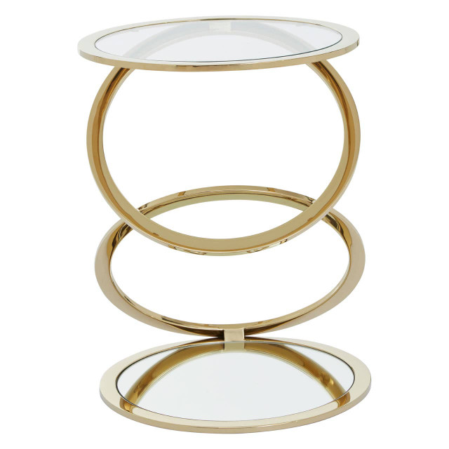 Premier Housewares Oria Clear Glass End Table With Warm Metallic Frame