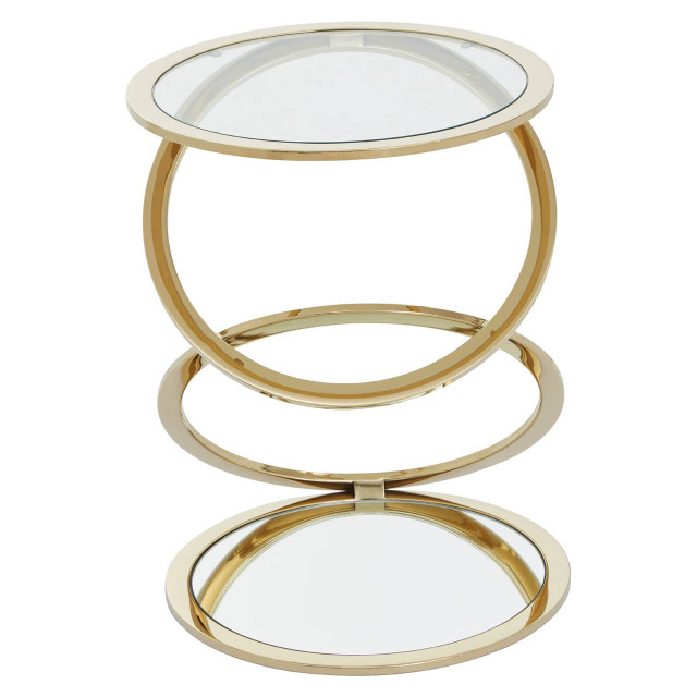 Premier Housewares Oria Clear Glass End Table With Warm Metallic Frame