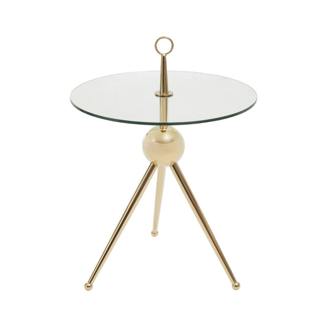 Premier Housewares Oria Clear Glass Gold Frame Side Table