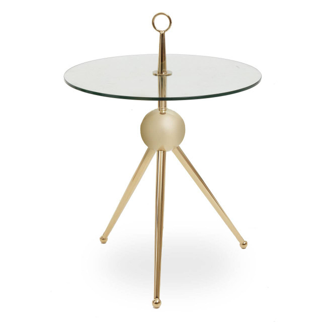 premier housewares Oria Clear Glass Gold Frame Side Table