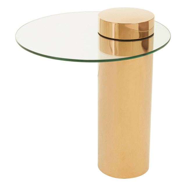premier housewares Oria Clear Glass Rose Gold Base Side Table