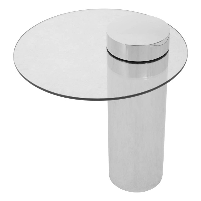Premier Housewares Oria Clear Glass Silver Base Side Table