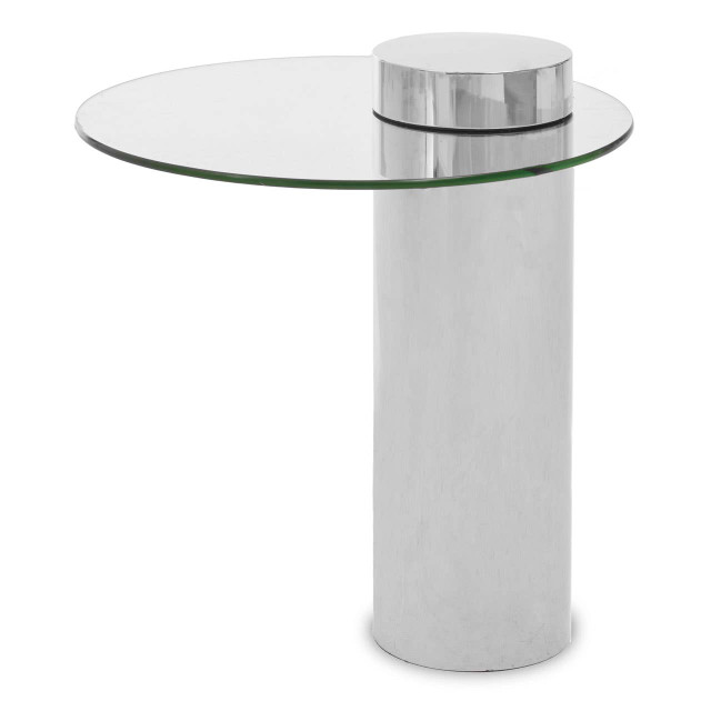 premier housewares Oria Clear Glass Silver Base Side Table