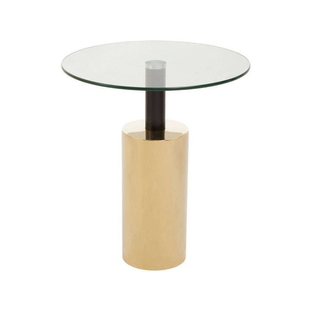 Premier Housewares Oria Clear Glass Top And Gold Base Side Table