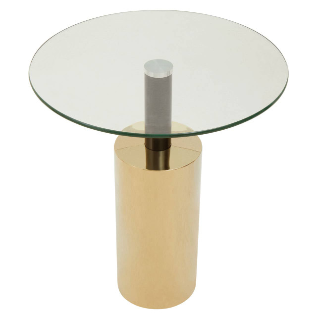 Premier Housewares Oria Clear Glass Top And Gold Base Side Table