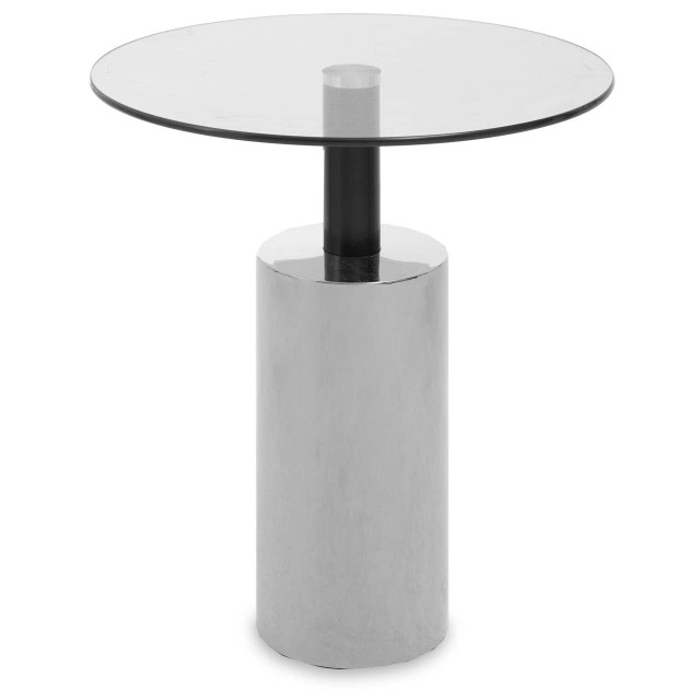 premier housewares Oria Clear Glass Top and Silver Base Side Table