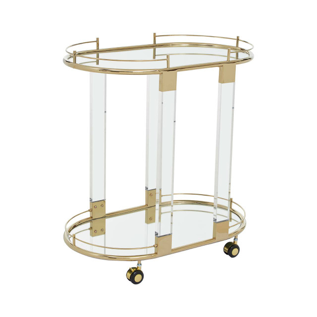 Premier Housewares Oria Drinks Trolley With Warm Gold Metallic Frame