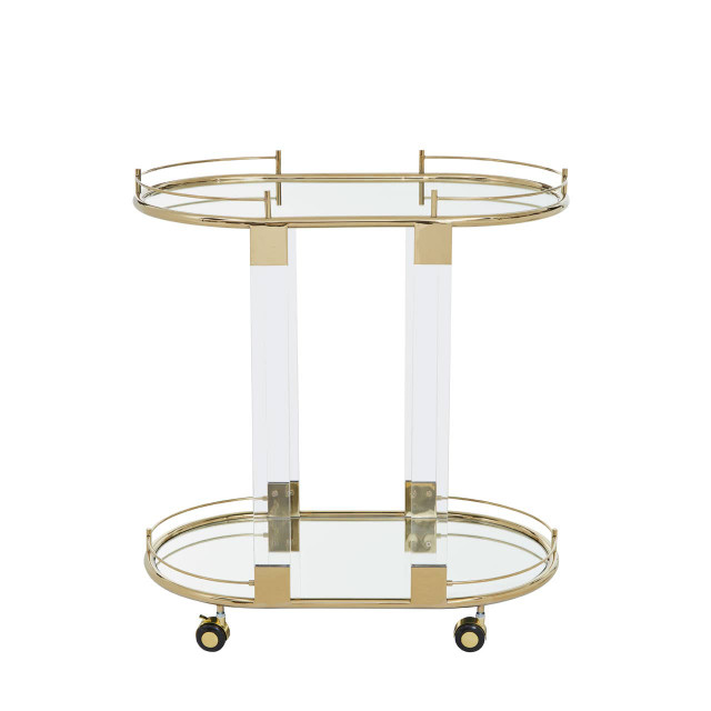 Premier Housewares Oria Drinks Trolley With Warm Gold Metallic Frame