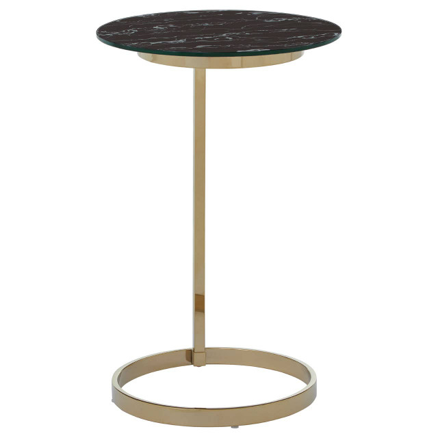 premier housewares Oria End Table With Black Marble Effect Glass Top