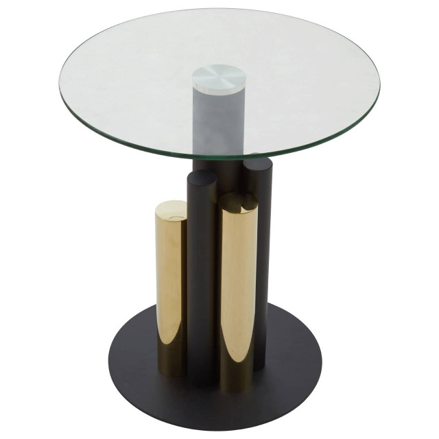 Premier Housewares Oria Glass Gold And Black Base Side Table